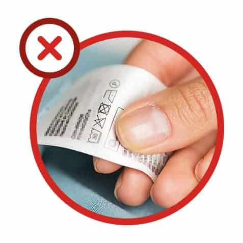 Erreur n°1 : ne pas respecter les consignes des étiquettes de composition des vêtements
