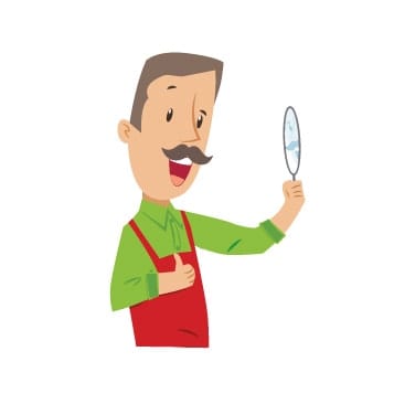 Fred regarde sa moustache dans le miroir