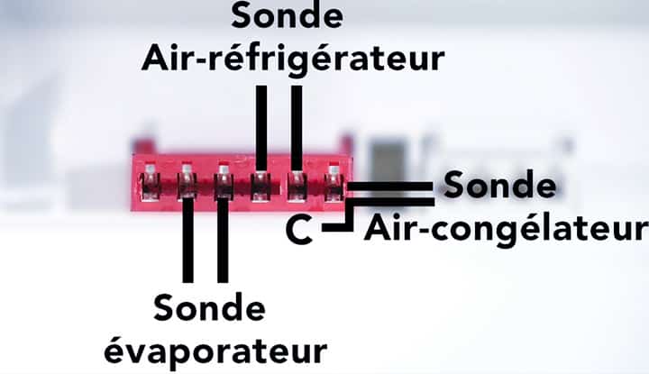 Schéma des connecteurs des 3 sondes du frigo