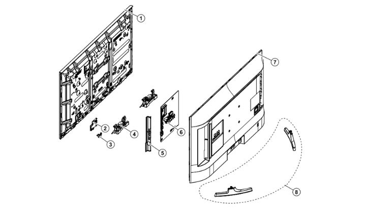 Exemple de vue éclatée d'une TV SAMSUNG