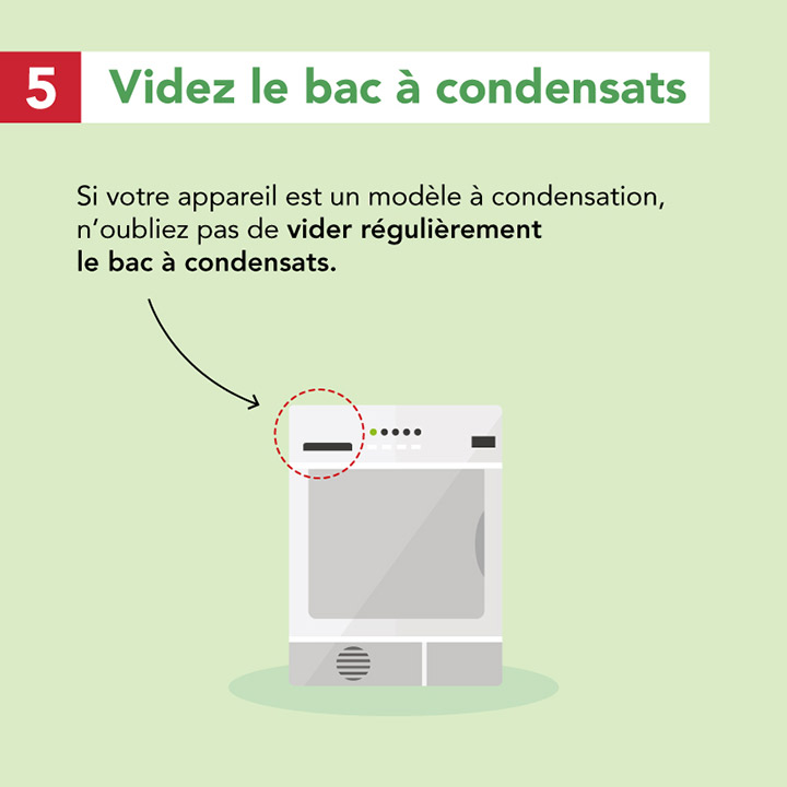 Vider le bac à condensats du sèche-linge